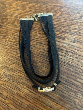 Black Multi-Strand Lace & Suede Choker Necklace - Women Jewelry